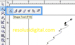 mengedit garis dengan shape tool