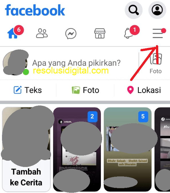 menu pengaturan fb